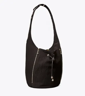 Spaghetti Strap Large Zip Bucket Bag