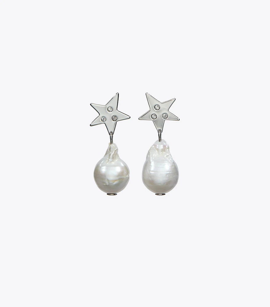 Star Pearl Drop Earring