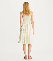 Strapless Smocked Silk Dress