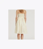 Strapless Smocked Silk Dress