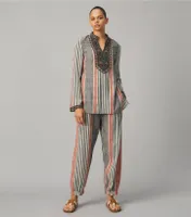 Striped Cinched Ankle Pant