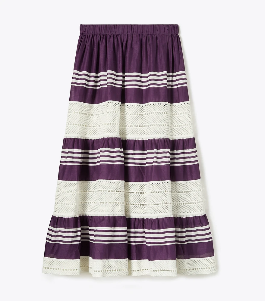 Striped Cotton Midi Skirt