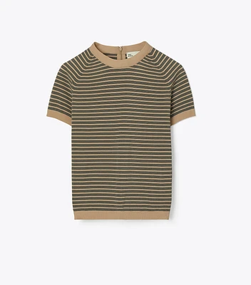 Striped Nylon Mockneck