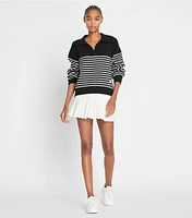 Striped Open Collar Wool Sweater