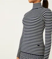 Striped Ribbed Tech Knit Turtleneck