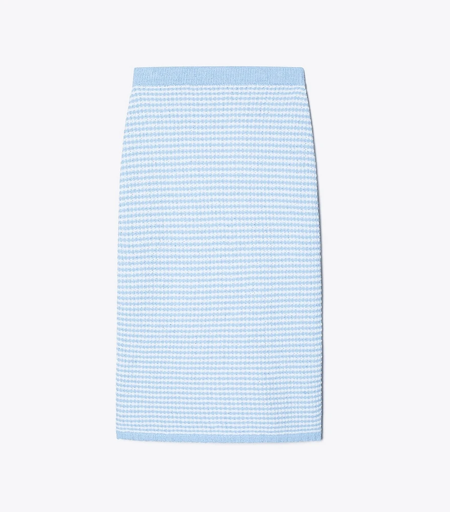 Striped Stitch Cotton Midi Skirt