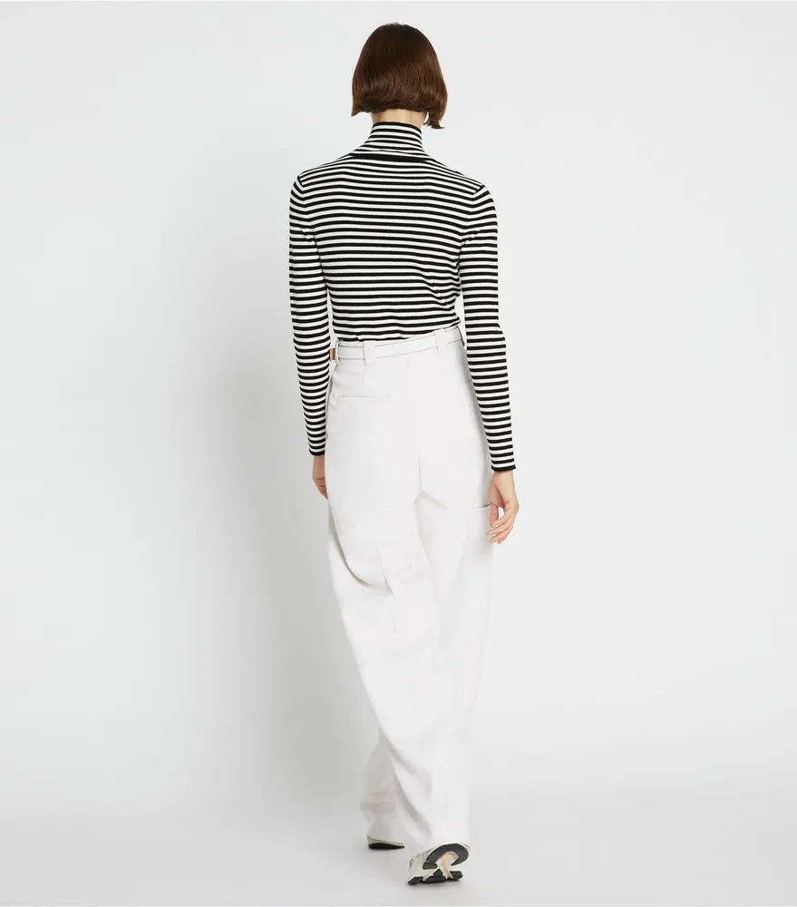 Striped Wool Ribbed Turtleneck