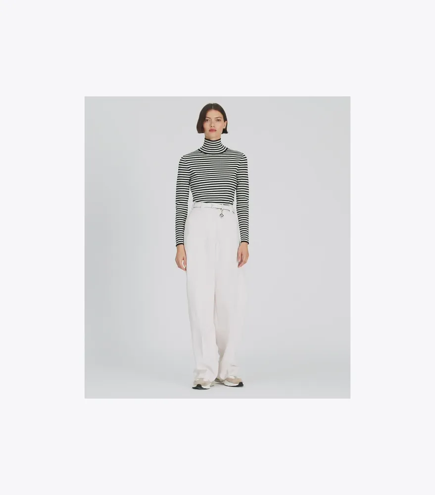 Striped Wool Ribbed Turtleneck