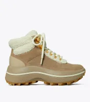 Suede and Faux Shearling Adventure Hiking Boot