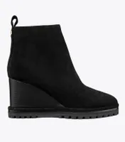 Suede Logo Lug Sole Wedge Boot