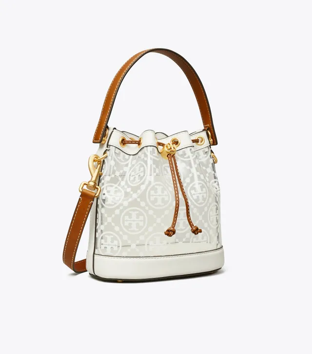 Tory Burch T Monogram Raffia Bucket Bag