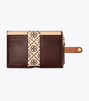 T Monogram Contrast Embossed Bi-Fold Wallet