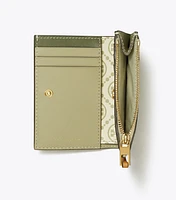 T Monogram Contrast Embossed Bi-Fold Wallet