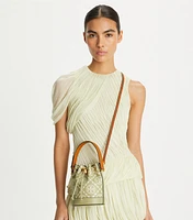 T Monogram Contrast-Embossed Mini Bucket Bag