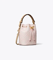 T Monogram Contrast Embossed Mini Bucket Bag