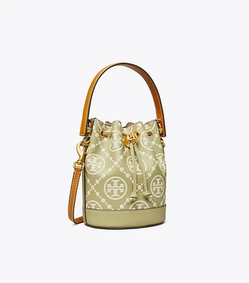 T Monogram Contrast-Embossed Mini Bucket Bag