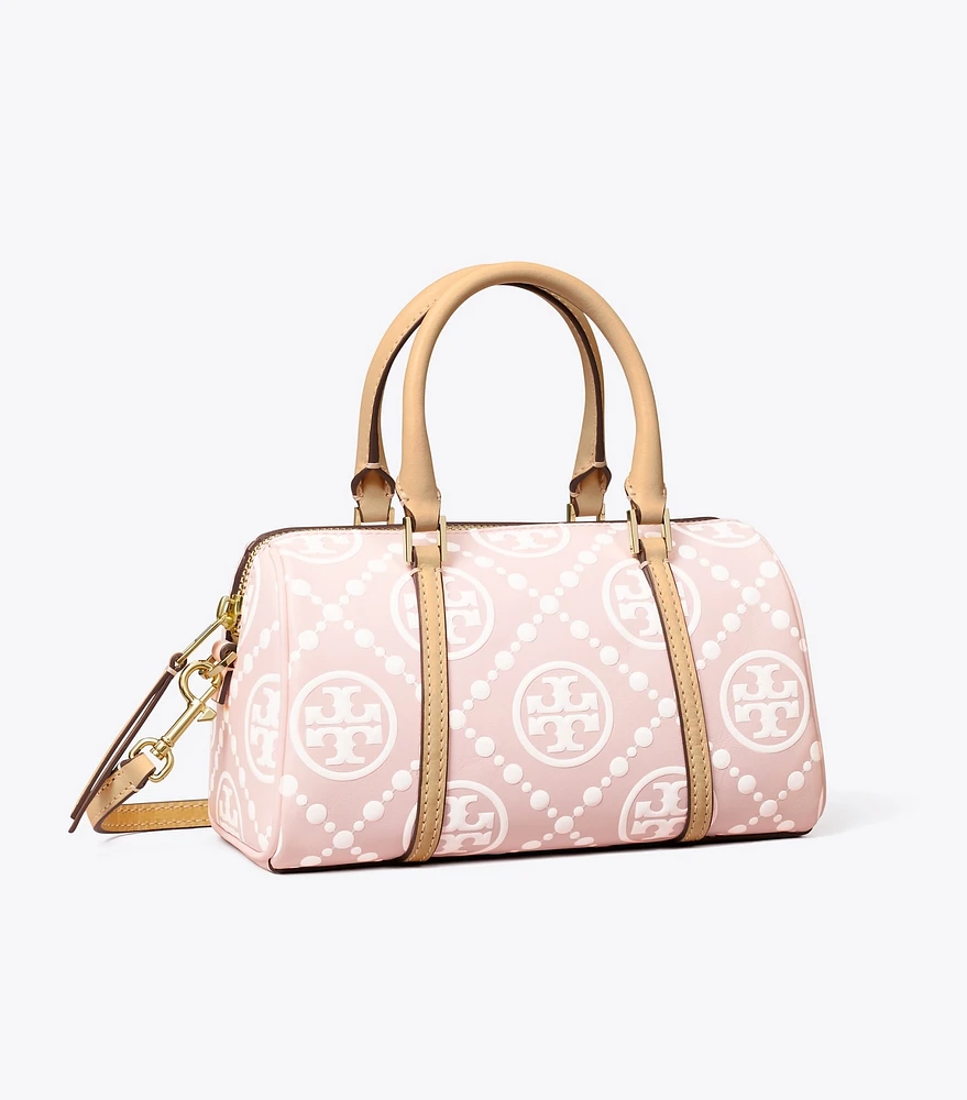 T Monogram Contrast Embossed Petite Barrel Bag