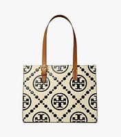 T Monogram Contrast Embossed Small Tote