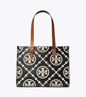 T Monogram Contrast Embossed Small Tote