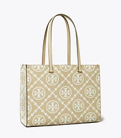 T Monogram Contrast Embossed Tote