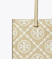 T Monogram Contrast Embossed Tote