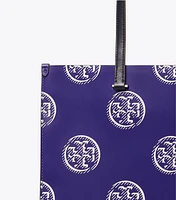 T Monogram Contrast Embossed Tote