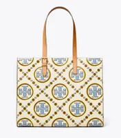 T Monogram Contrast Embossed Tote