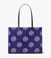 T Monogram Contrast Embossed Tote