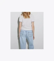 T Monogram Cotton Pointelle Zip Polo