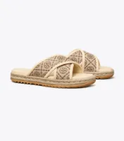 T Monogram Crisscross Espadrille Slide