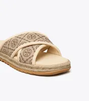 T Monogram Crisscross Espadrille Slide