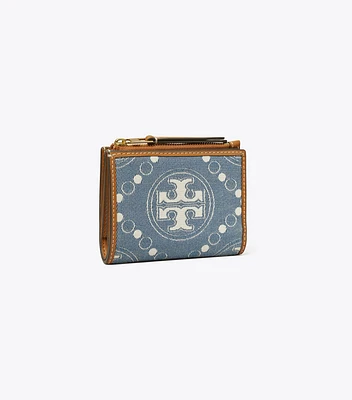 T Monogram Denim Bi-Fold Wallet