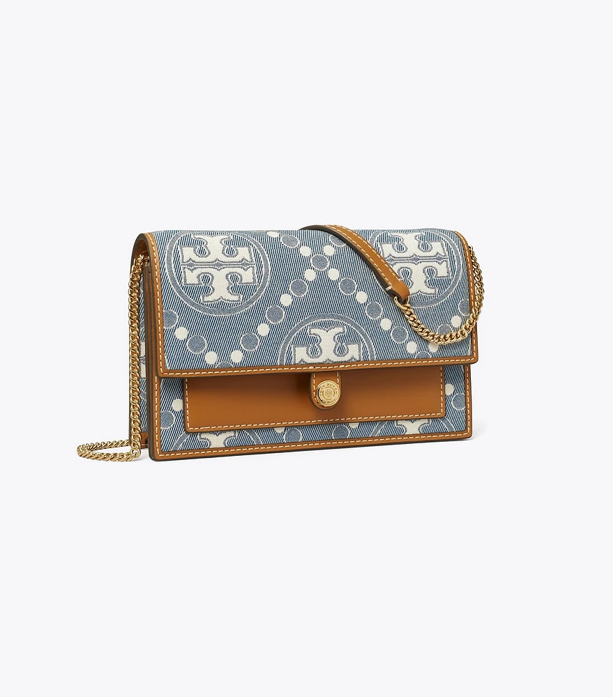 T Monogram Denim Chain Wallet