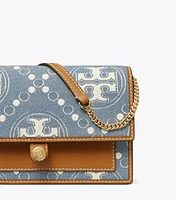 T Monogram Denim Chain Wallet