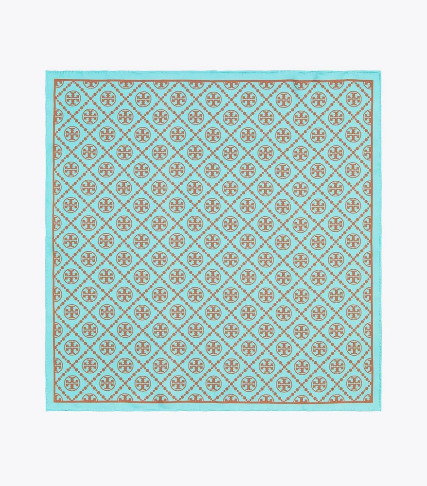T Monogram Double-Sided Silk Square Scarf 