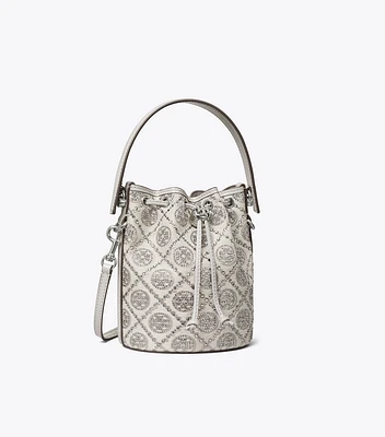 T Monogram Embellished Mini Bucket Bag