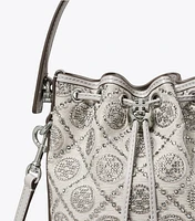 T Monogram Embellished Mini Bucket Bag