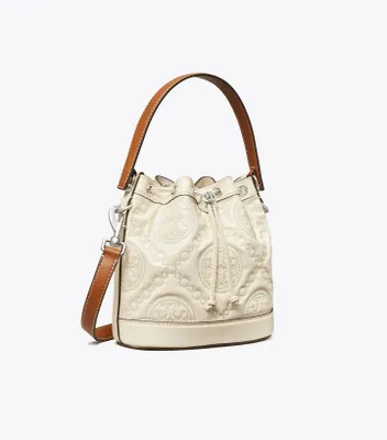 Tory Burch 't Monogram' Bucket Bag In Patent Leather in Red