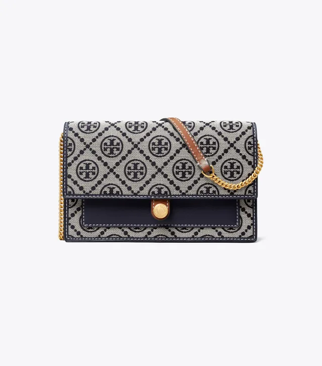 Tory Burch T Monogram Canvas Chain Wallet