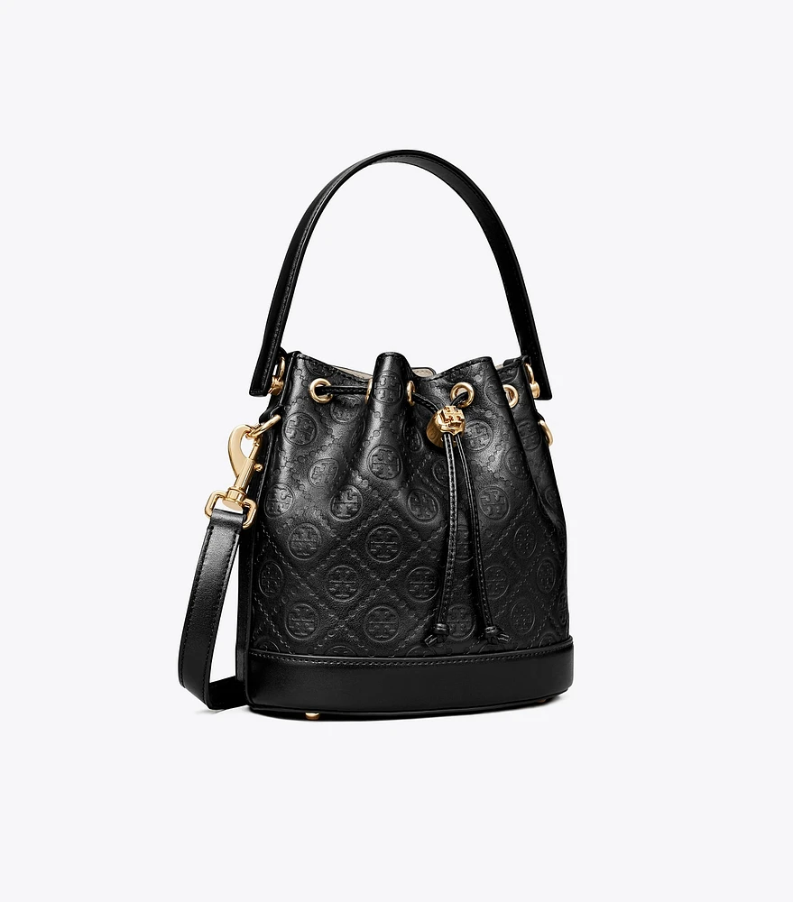 T Monogram Leather Bucket Bag