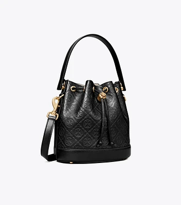 T Monogram Leather Bucket Bag