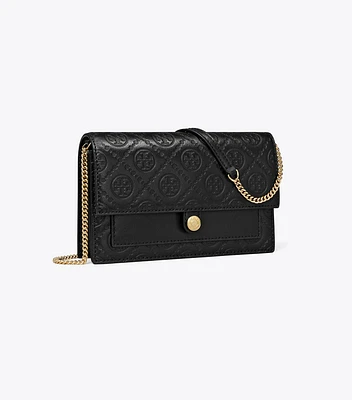 T Monogram Leather Chain Wallet