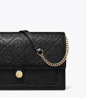 T Monogram Leather Chain Wallet