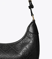 T Monogram Leather Crescent Bag