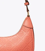 T Monogram Leather Crescent Bag