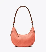 T Monogram Leather Crescent Bag