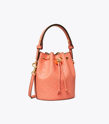 T Monogram Leather Mini Bucket Bag