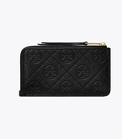 T Monogram Leather Zip Card Case