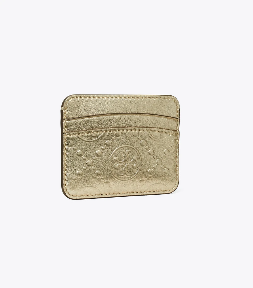 T Monogram Metallic Embossed Card Case