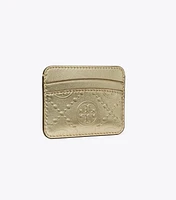 T Monogram Metallic Embossed Card Case